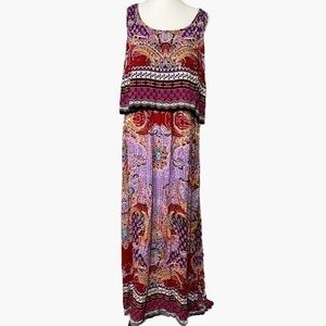 Bila boho chic flounce sleeveless rayon maxi dress with deep side slits